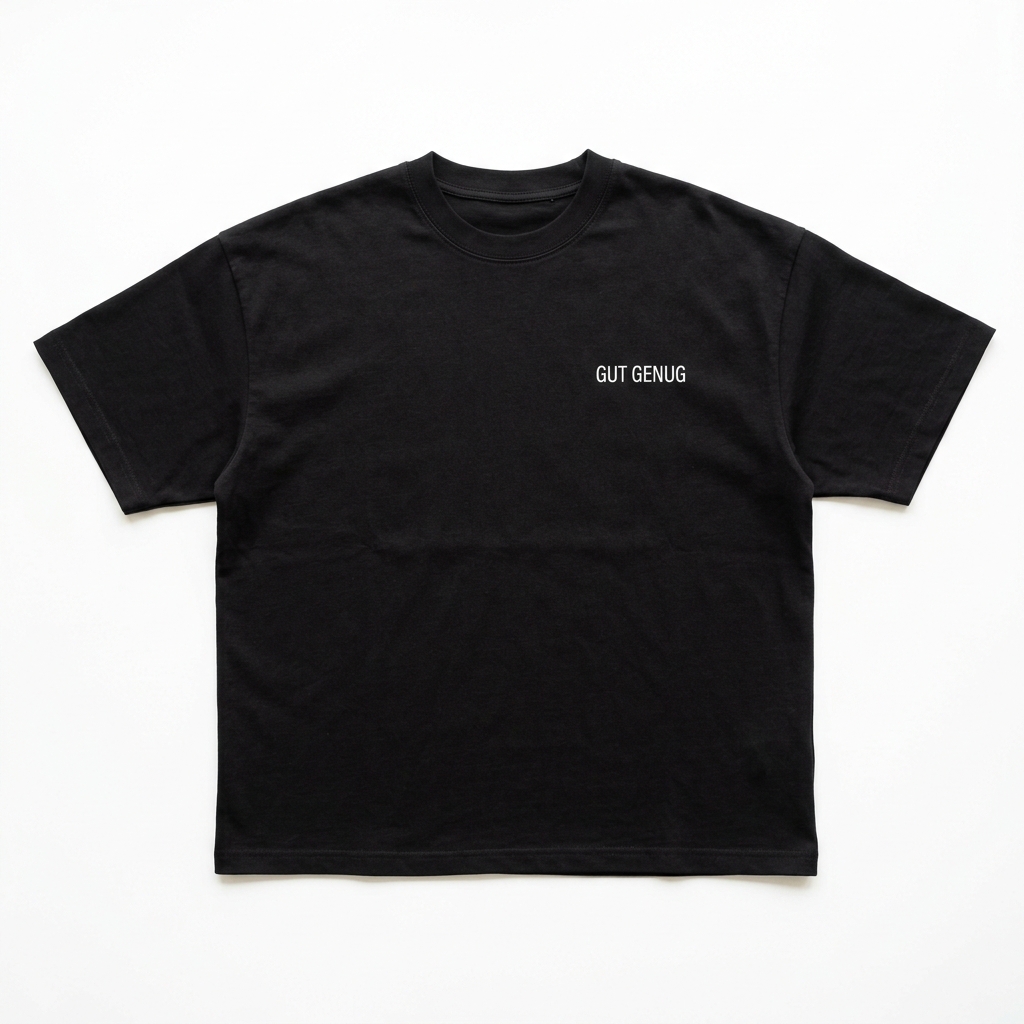 DU BIST GUT GENUG T-Shirt — Plain black front